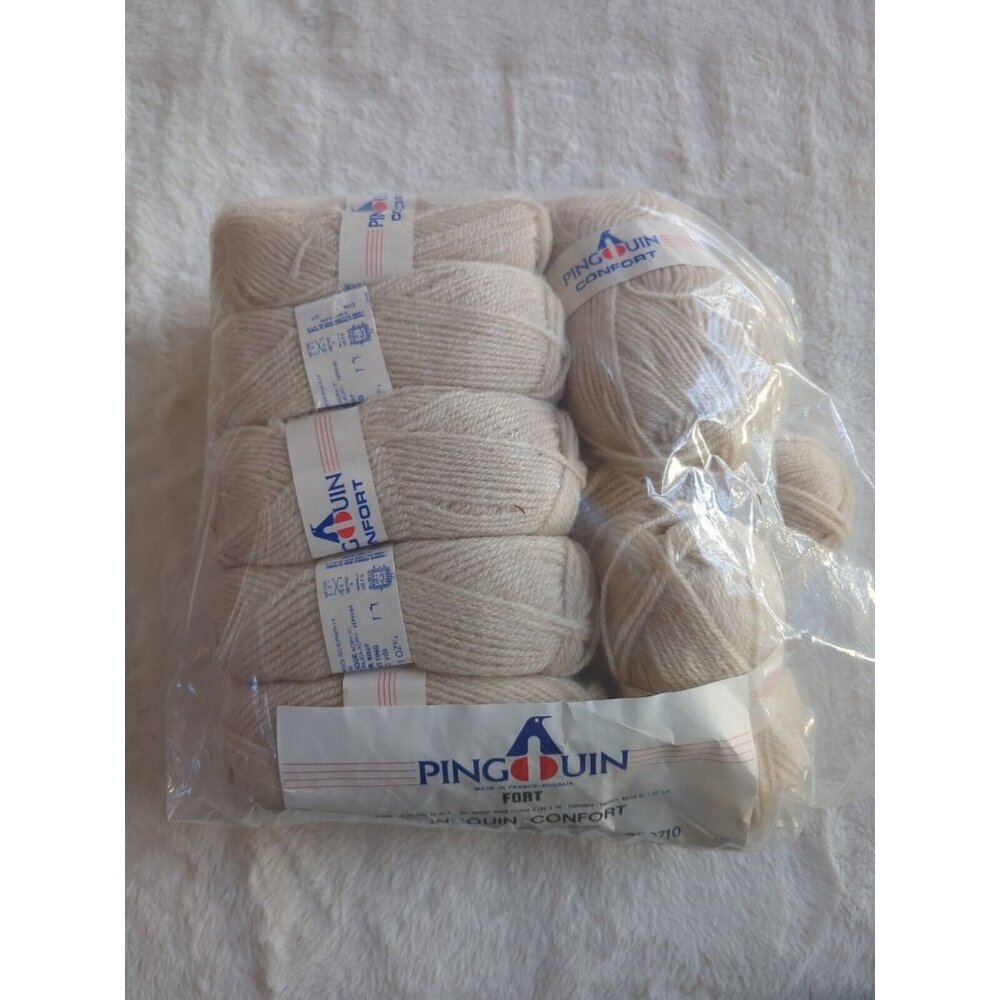 VINTAGE Lot Of 14 Pingouin Comfort Light Beige Yarn 174 85910 Made in France